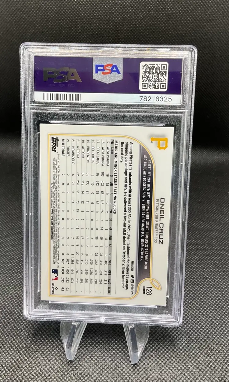 ONEIL CRUZ 2022 Topps Chrome Sonic RC Refractor PSA 9- Pittsburgh Pirates 