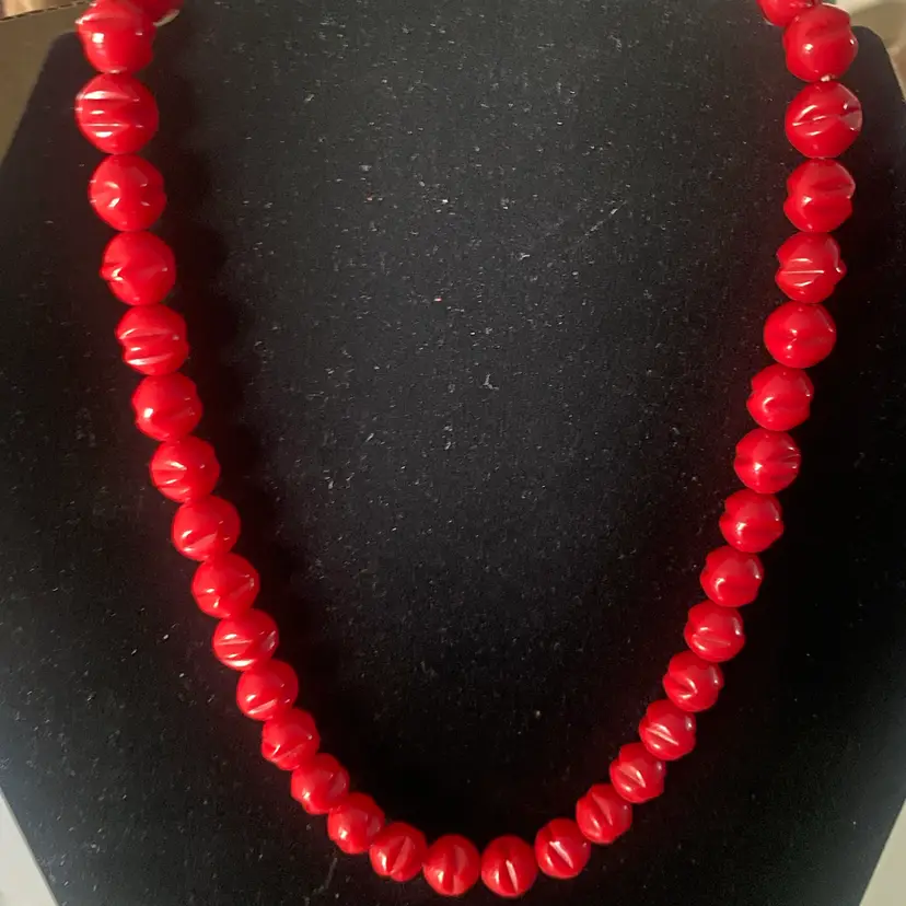 Vintage Park Lane Molded Red Beaded Necklace