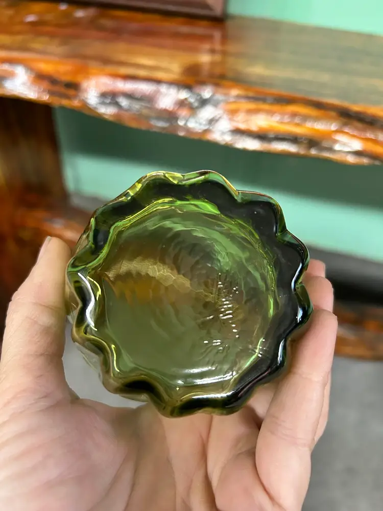 Vintage Anchor Hocking Green Glass Low Ball Tumblers Set Of 8