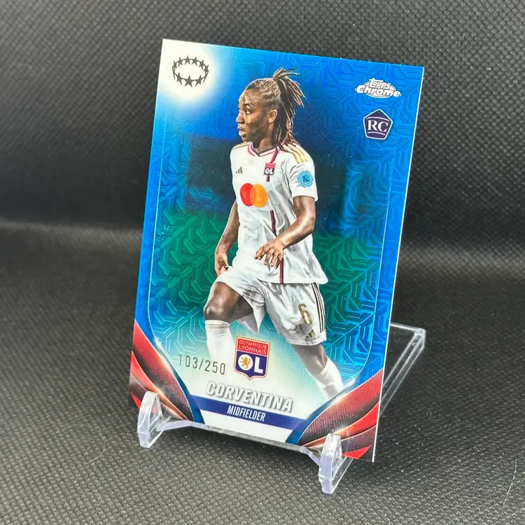 Corventina 103/250 - 2023/24 Topps Chrome Blue Refractor UEFA OL Olympique Lyonnais