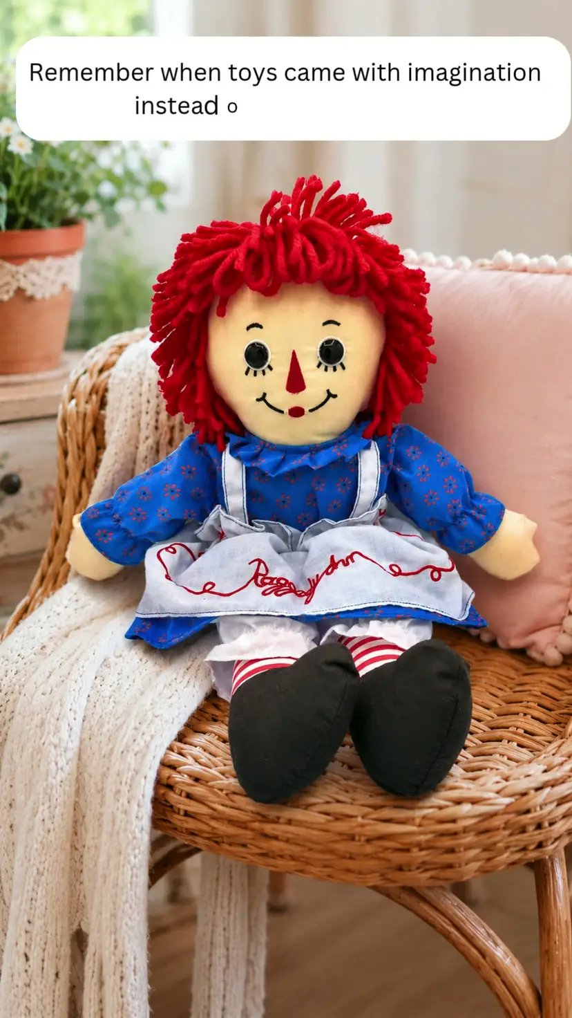 Vintage Raggedy Ann Doll Plush 18" Applause Collectible Soft Toy Nursery Decor