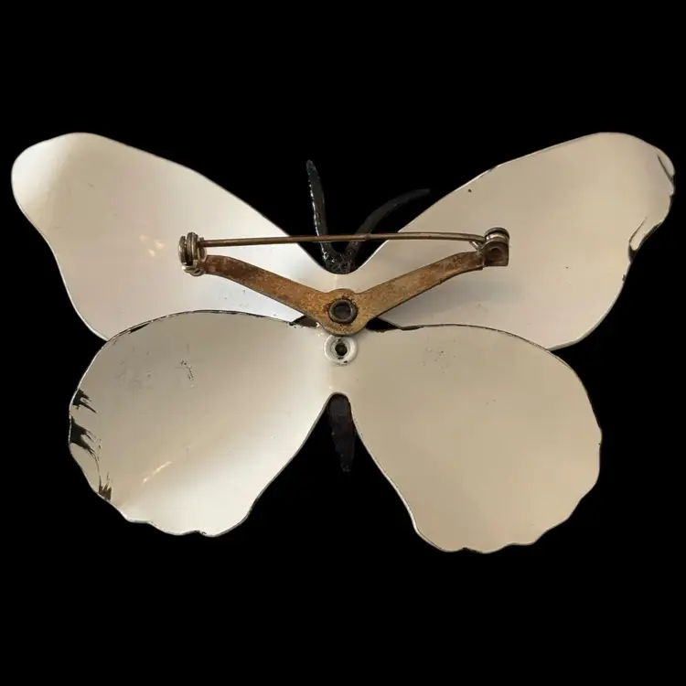 Enamel On Metal Butterfly Brooch 3.5”