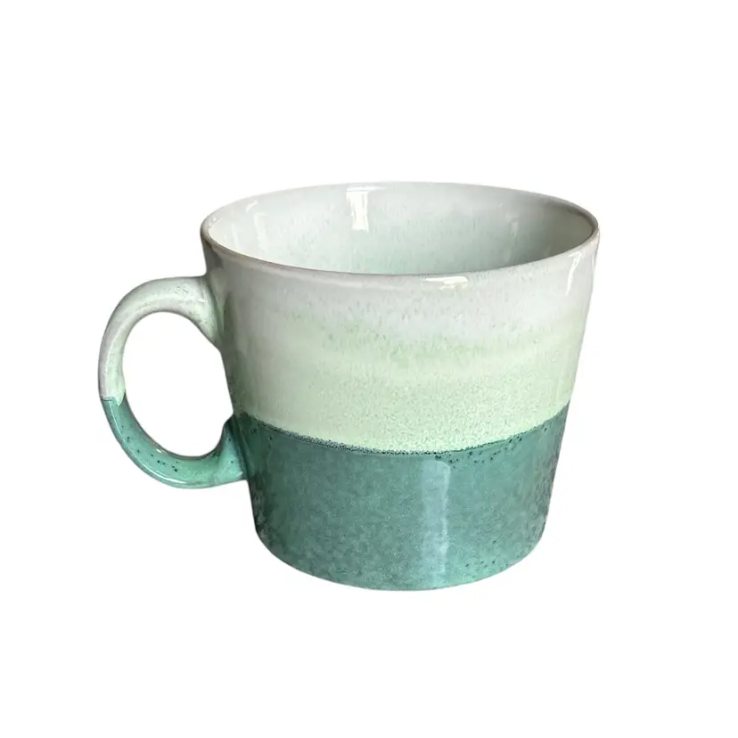 Teal and White Stoneware Soup or Stew Mug - 18 oz.