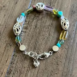 Brighton Contempo Silver And Multi Colored Bead Bracelet