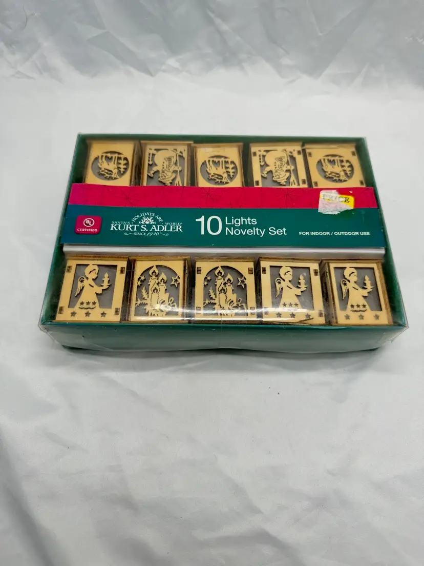 VTG NOS Kurt S Adler Wood String Lights