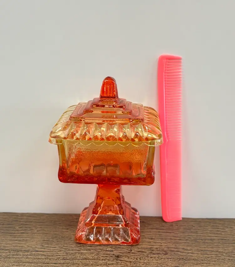 1970s Amberina Jeanette Lidded Dish