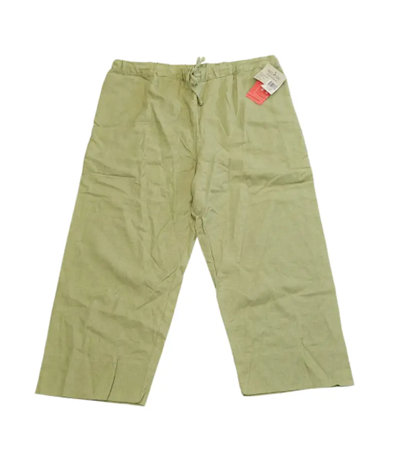 White Stag Vintage Pants Women Large Green Sweet Pea Linen Blend Capri Mid Calf