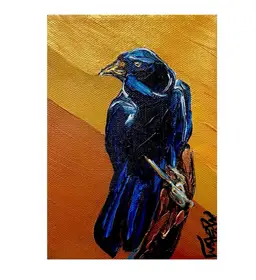 Charlie 
Original Acrylic Painting Of Blackbird 
5”x7” Canvas
Bird Art