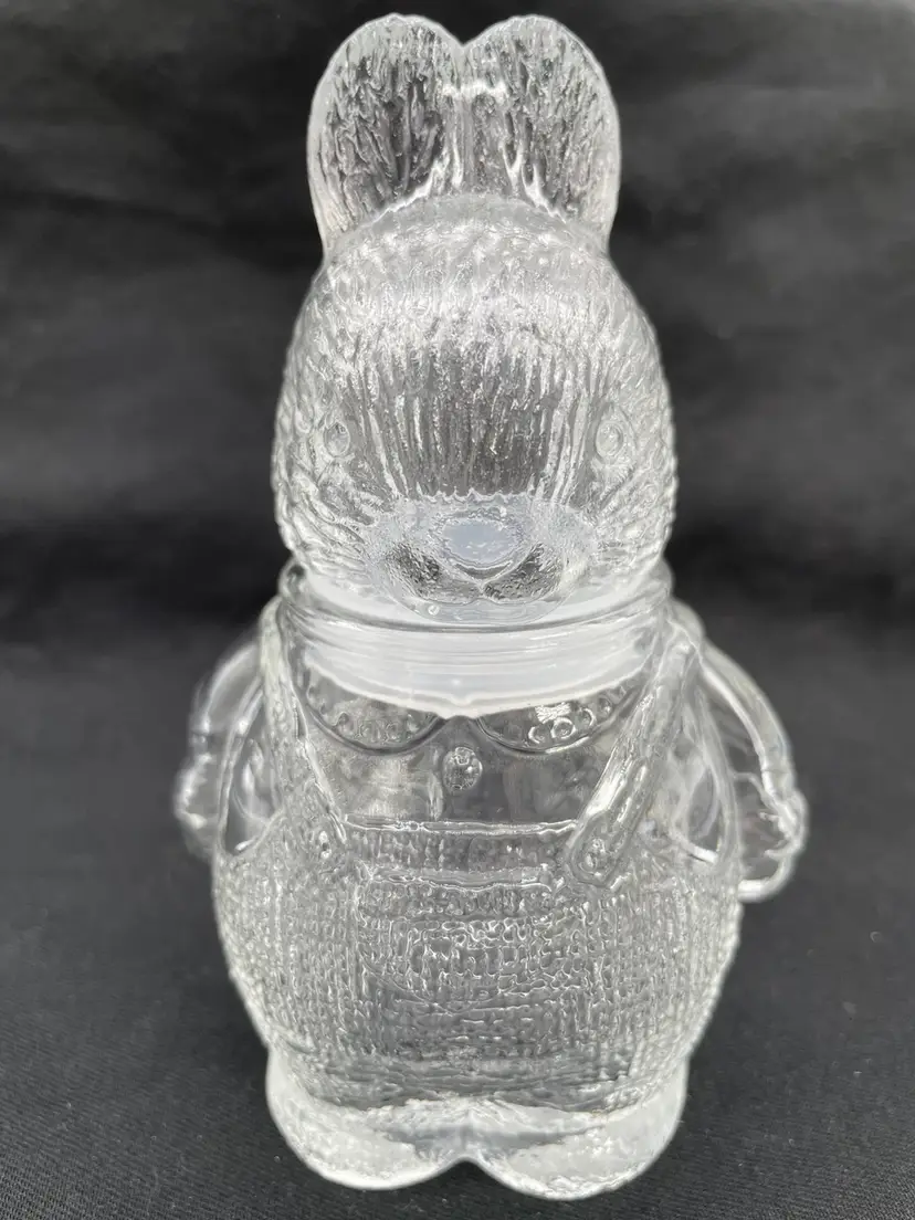 Clear Glass Bunny Rabbit Candy Jar