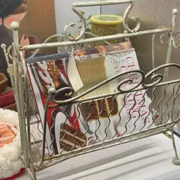 Metal Rusty Crusty Magazine Rack Chippy Paint