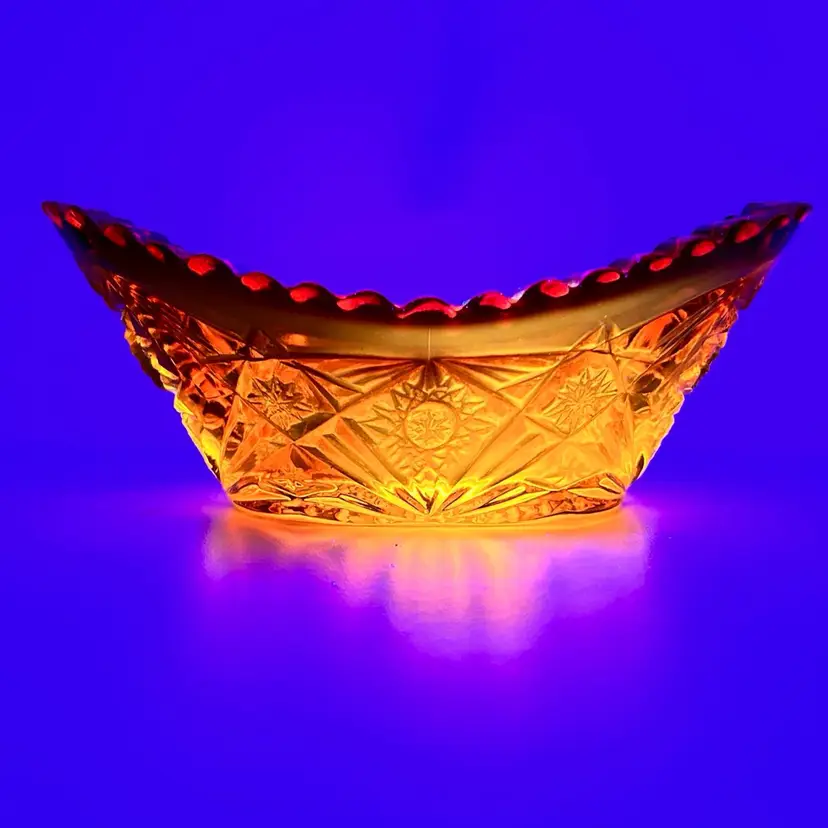 Amberina Relish Candy Depression Glass Dish Beautiful Glow