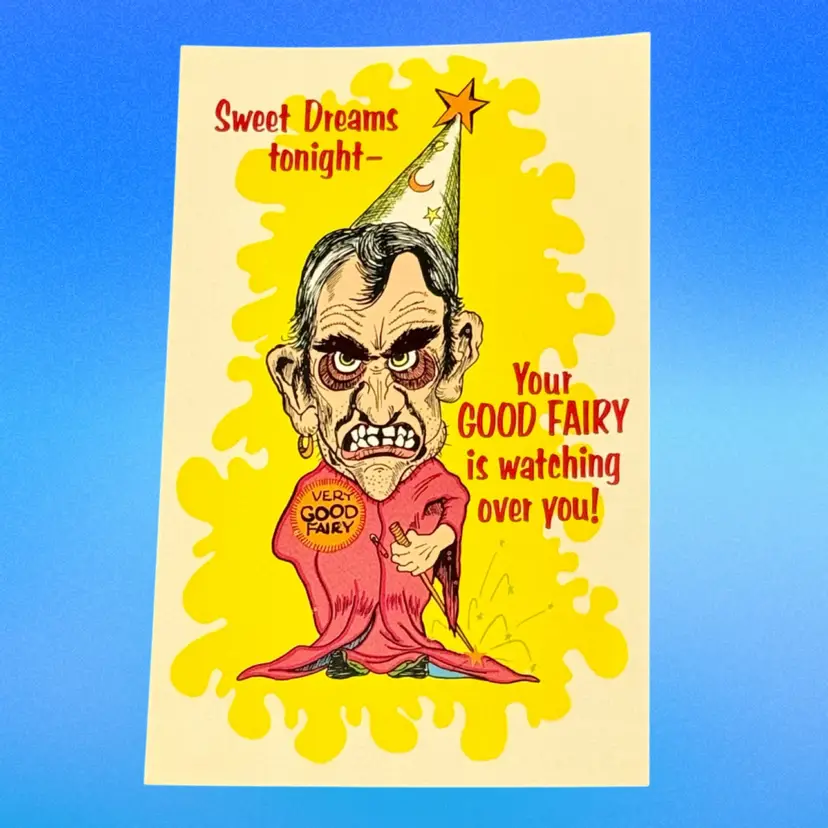 Vintage Humor “Sweet Dreams Tonight” Scary Wizard Deep South MIrro-Krome Postcard, Unused