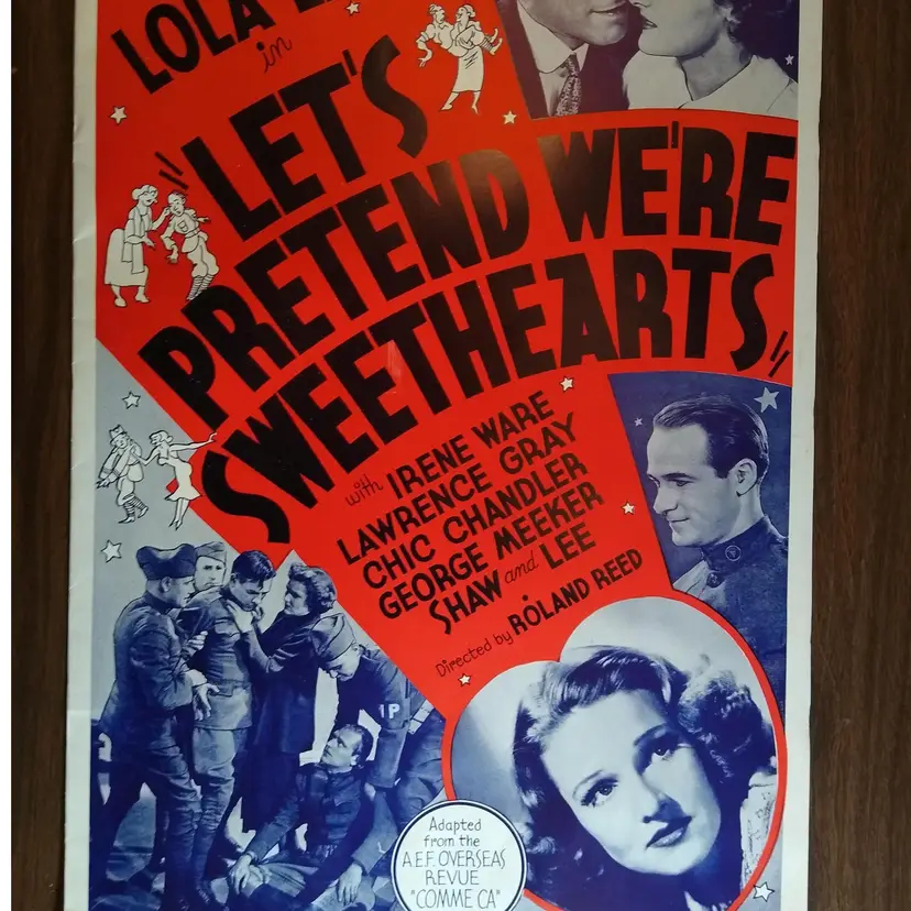 Lola Lane Let's Pretend Were Sweethearts Movie Poster Brochure 1936 Original 18"