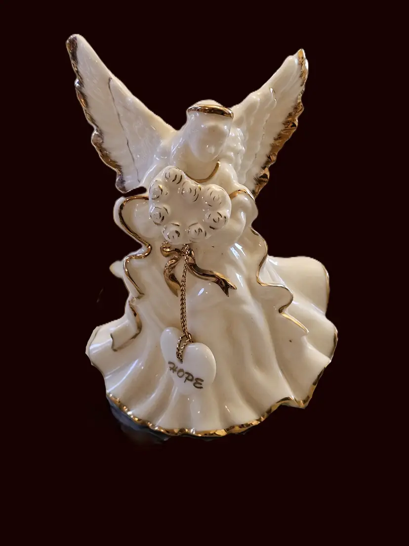 "HOPE" porcelain gold trimmed angel