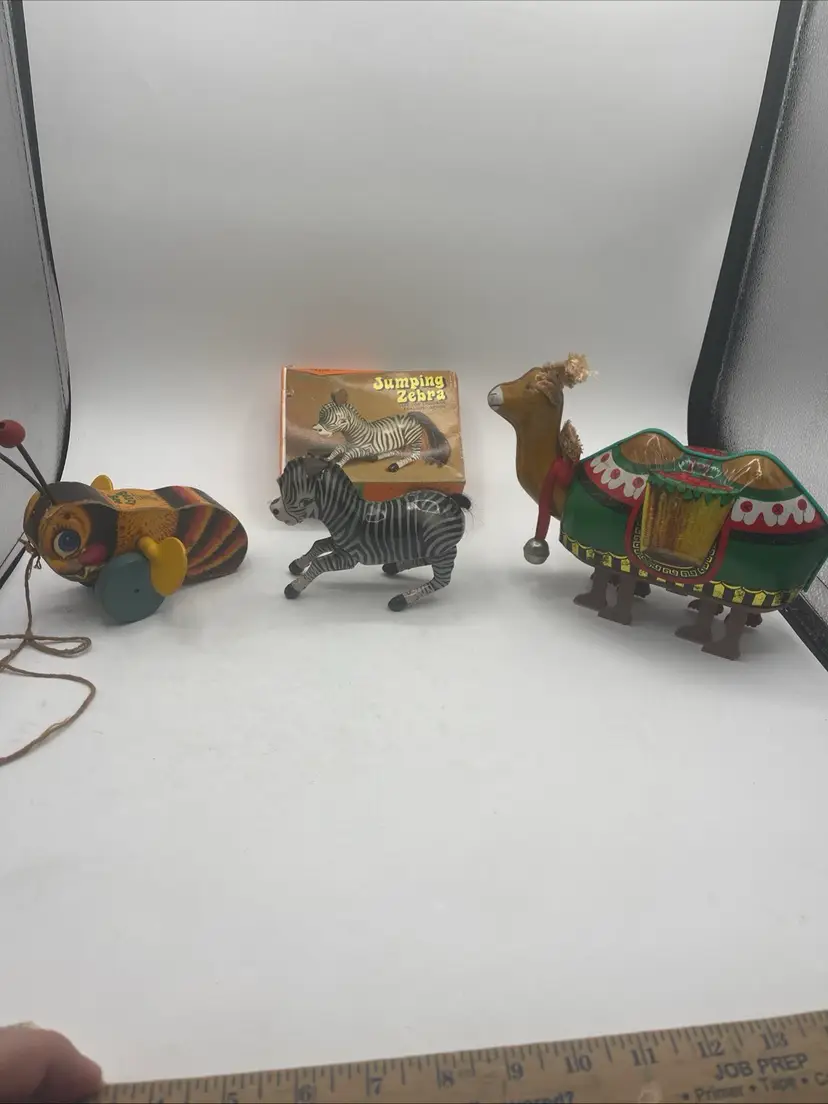 Vintage Collectible Toys, Lot, Buzzy, Bee, Jumping Zebra And Camel Read