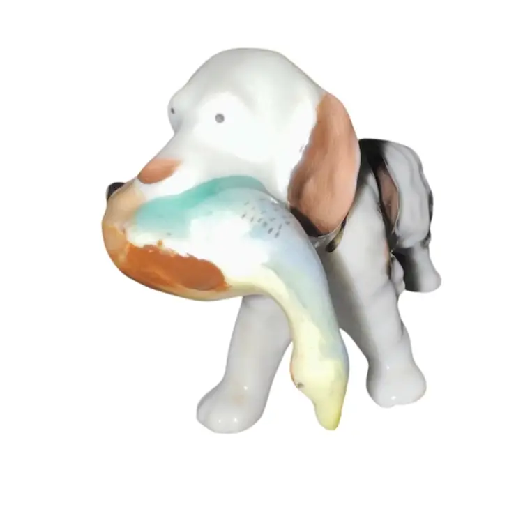 Vintage Porcelain Dog With Duck - Japan