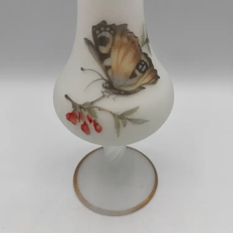 Frosted Glass Butterfly Vase 10”