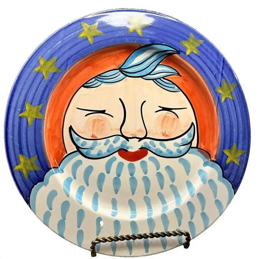 Ciao Italya Bellini Santa Face Hand Painted Ceramic Serving Platter ~ Italy