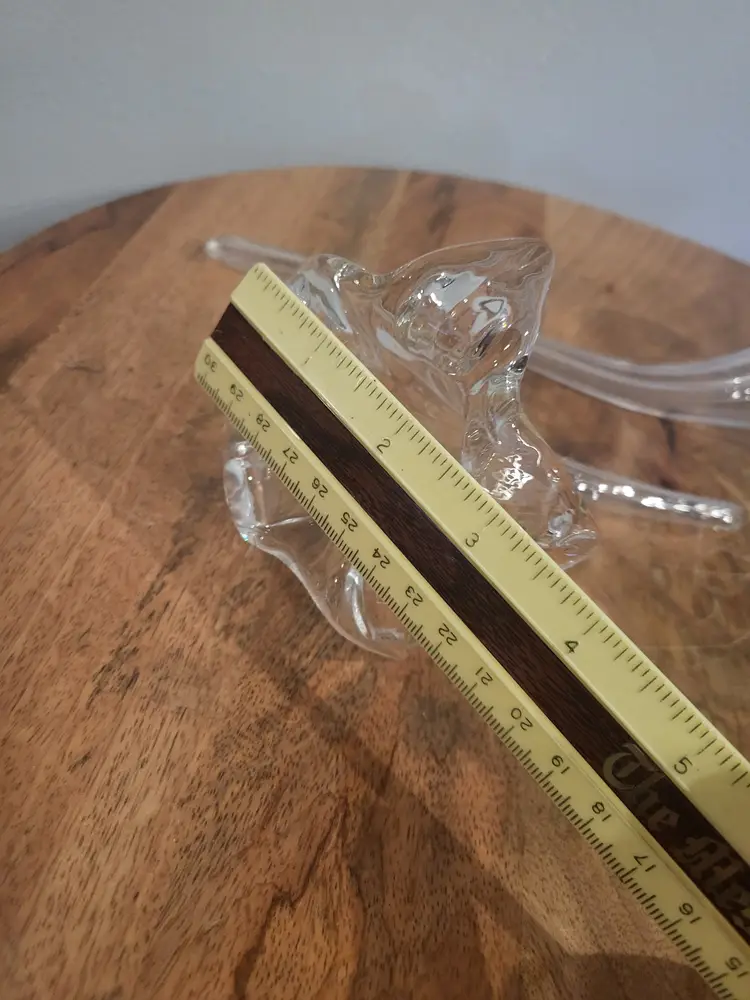 Hand Blown Art Glass 10in/6in Lily Clear Flower Single Bud Vase Vintage x 2