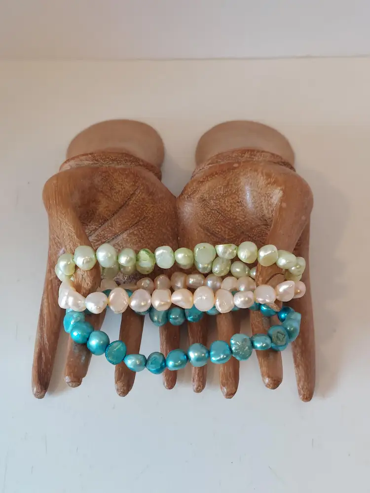 Springtime Colors Dyed Pearls Set Of 3 Bracelets