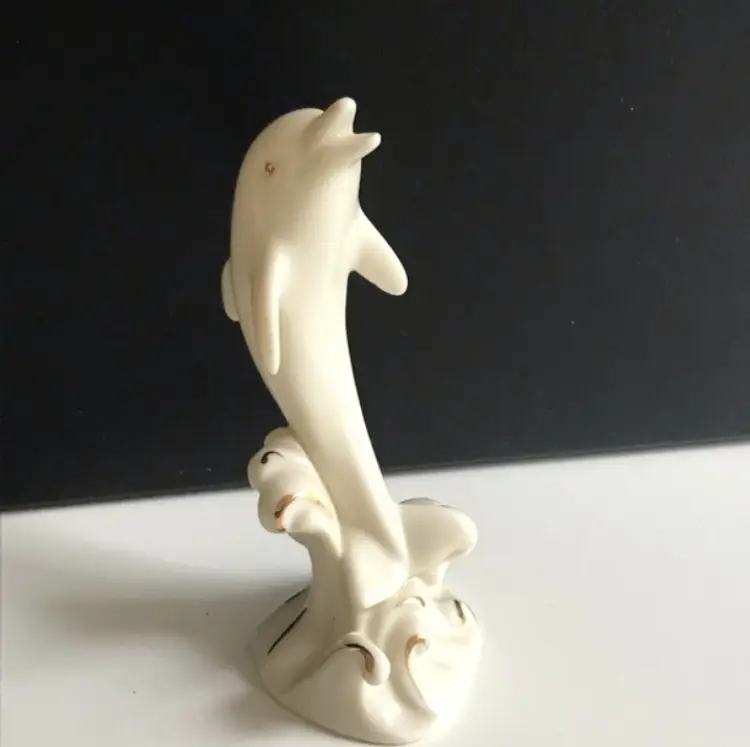 Vintage Lenox Dolphin Figurine Fine Ivory China Gold Accents"