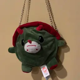 “Sweet Tooth Triceratops” Mini Purse – Upcycled Plush Dino Bag with Chain Strap