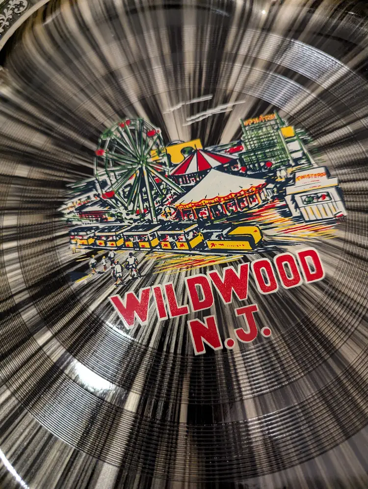 MCM Japan Wildwood, NJ Atomic Starburst  Serving Tray 13 1/2" Black Scalloped