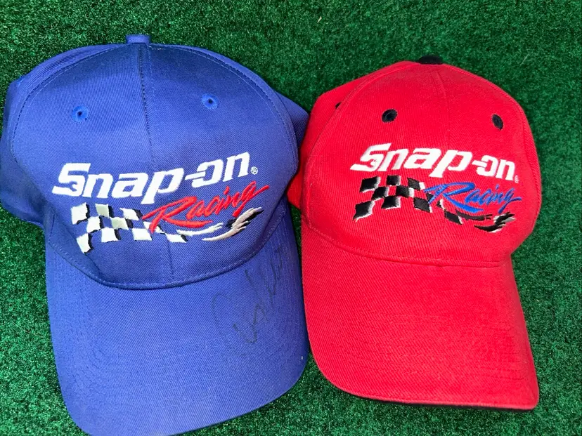 2 Snap On Tools HatsDoug Herbert Racing Signed (Blue) NASCAR (Red) Unsigned