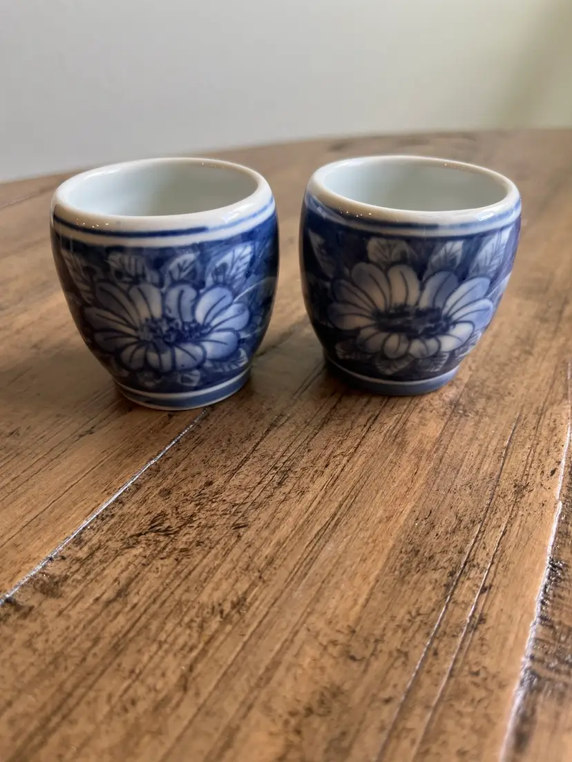 Blue And White Sake Cups/Mini Air plant Planters