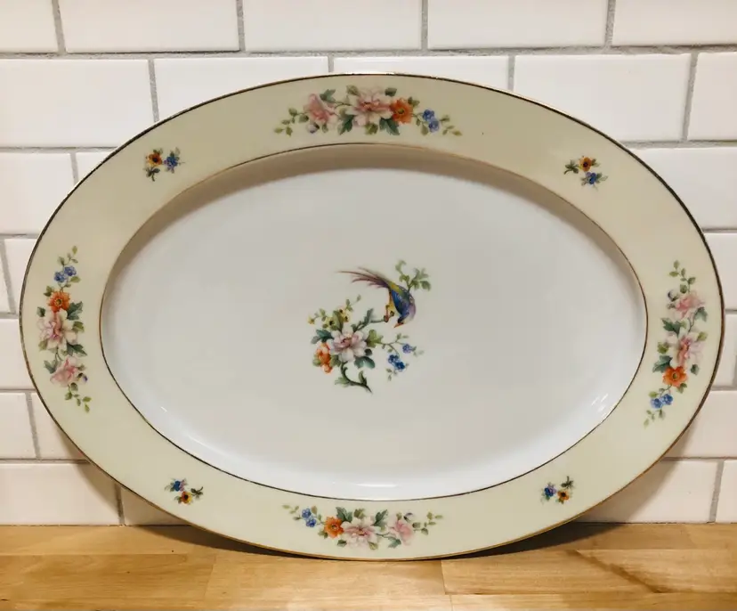 Gorgeous Heinrich & Co. Floral Songbirds 16”  Platter Made in Bavaria