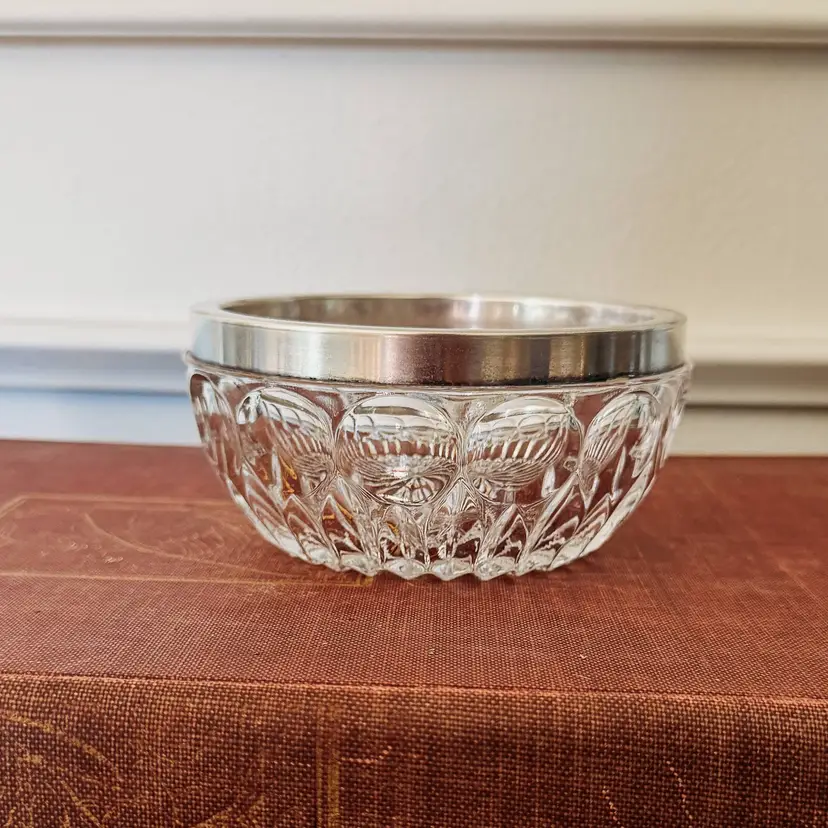 Silver Rimmed Crystal Nut/Candy Dish