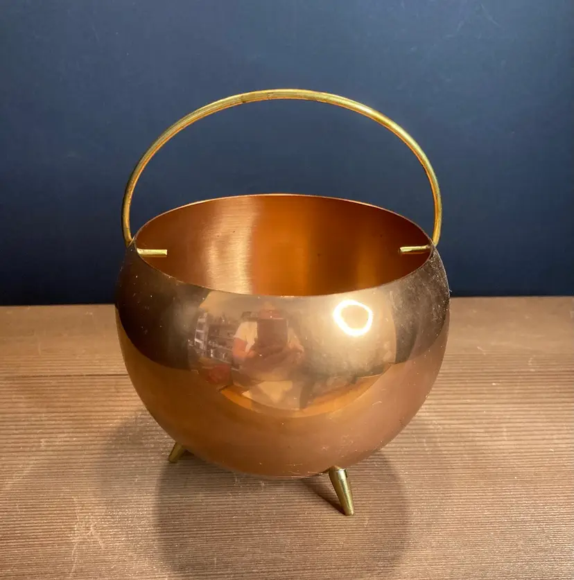 Vintage Copper Craft Guild Copper Kettle W 3 Feet With Handle