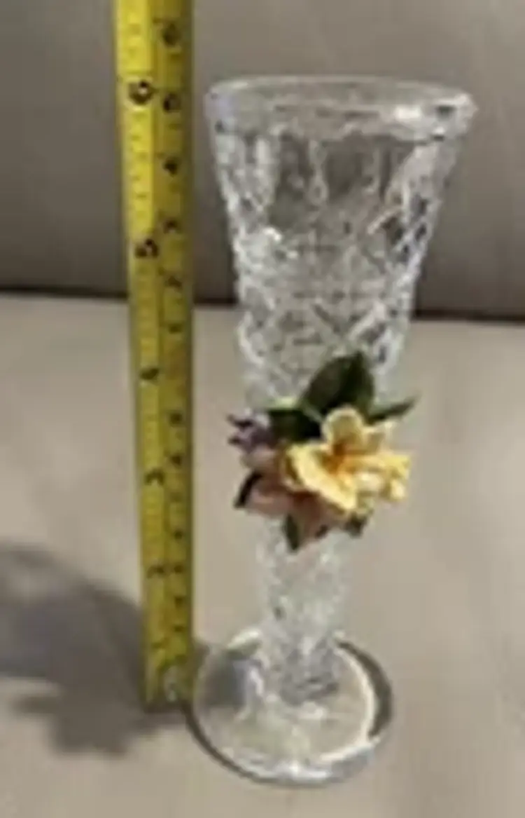 Vintage Glass with China Flowers