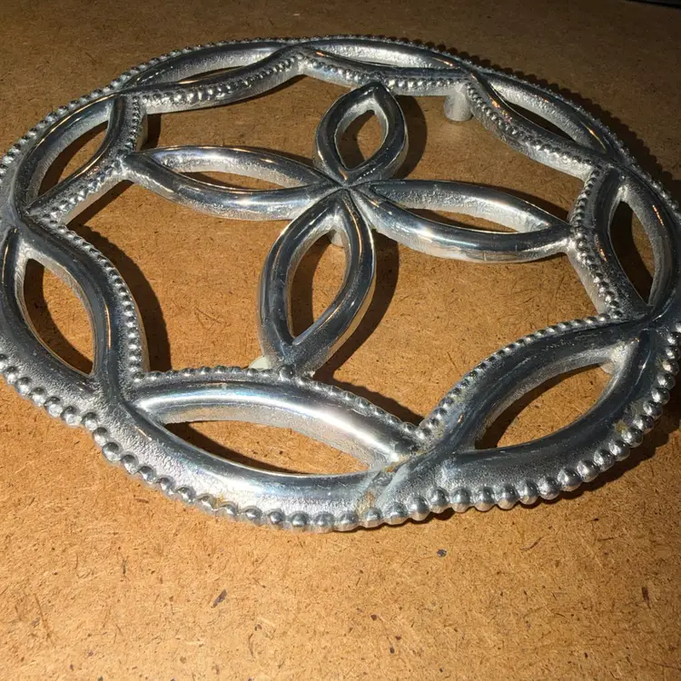 Mariposa Aluminum Butterfly Trivet Made in Mexico Recycled Aluminum Beaded Edge Table Decor 7.75”