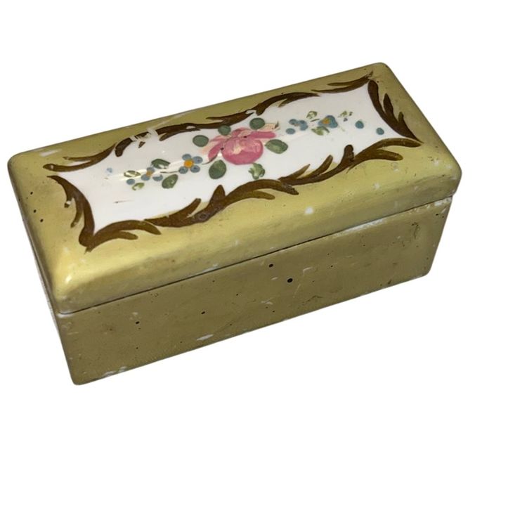 Antique Elfinware Germany Porcelain Stamp Box Handpainted 3.5”