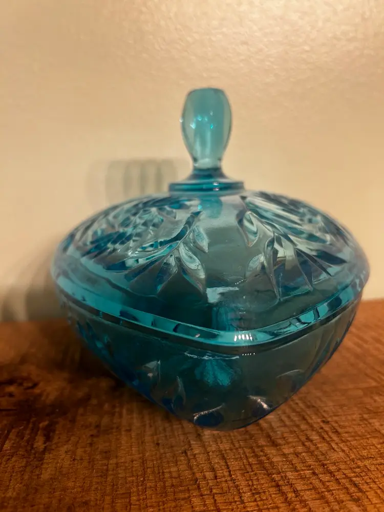 Hazel Atlas Azure Blue Glass Covered Dish