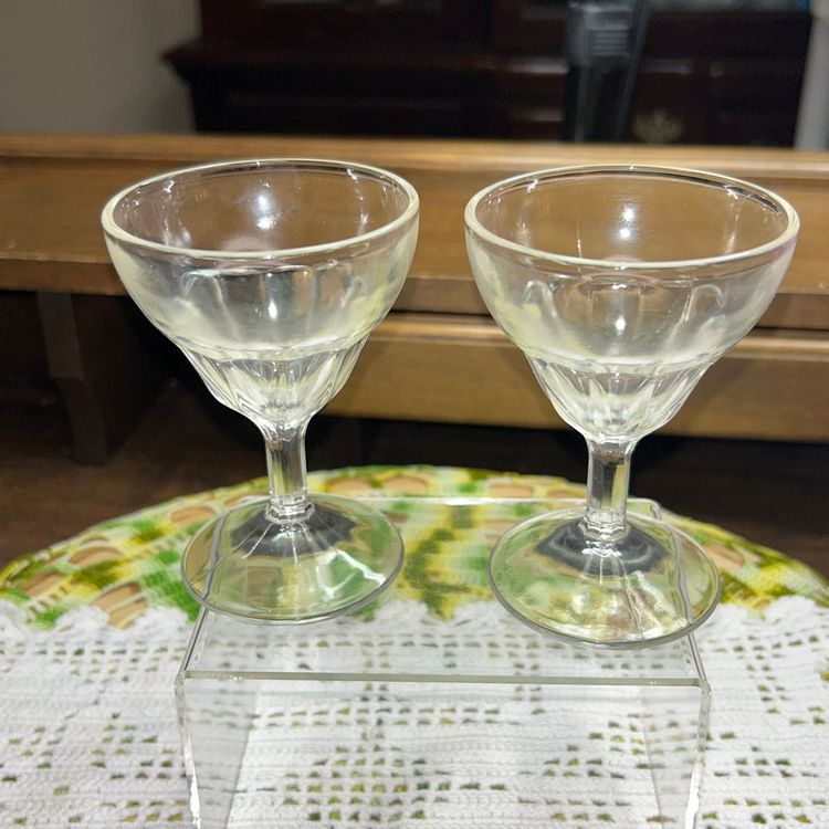 Vintage Federal Wide Panel Cordial Clear Glasses (2)