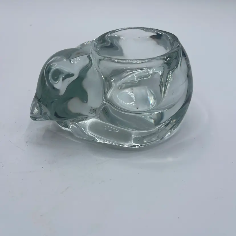 13-Glass Sleeping Cat Votive 4.75 Inches