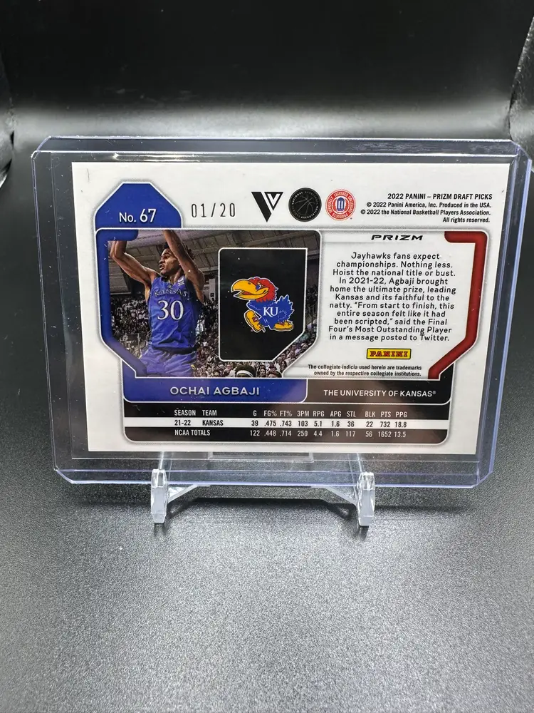 Ochai Agbaji Pink Disco VARIATION /20 2022-23 Panini Prizm Draft Picks #67 Rookie RC SP