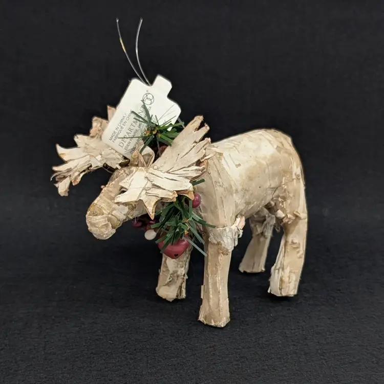 Vintage Department 56 Birch Bark Moose Figurine Ornament Rustic Cabin Decor 5x4"