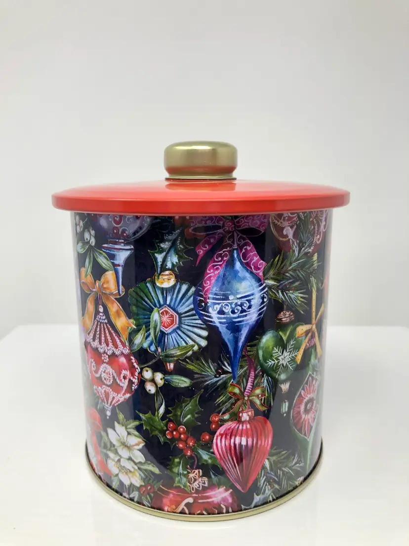 Christmas Cookie Tin with Lid Ornament Design