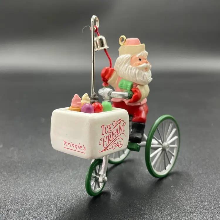 Hallmark Kringles Kool Treats Santa Tricycle Cart Hanging Christmas Ornament VTG