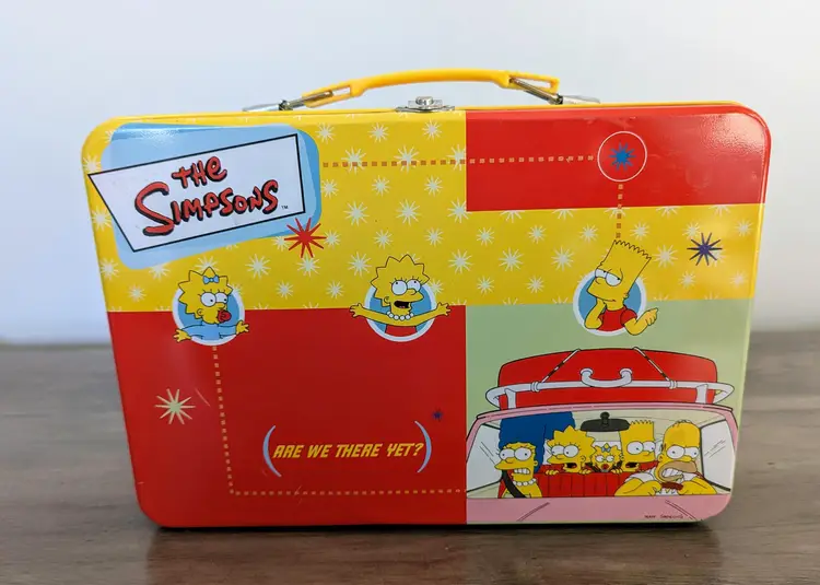 The Simpsons Vintage Metal Lunchbox Tote Are We There Yet? 2001 Rix Products