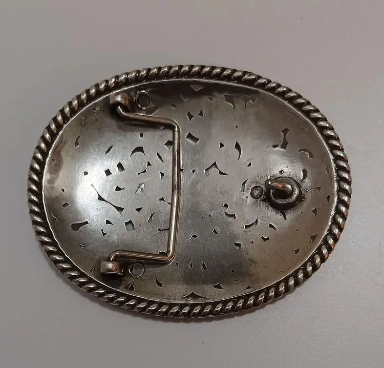 Pretty Silver Tone Fancy Floral Belt Buckle; Vintage Fashion