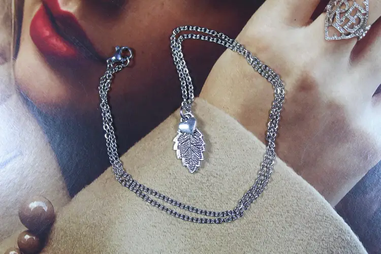 ALL TOO WELL Taylor Swift Red Leaf and Heart Silver Charm Necklace
