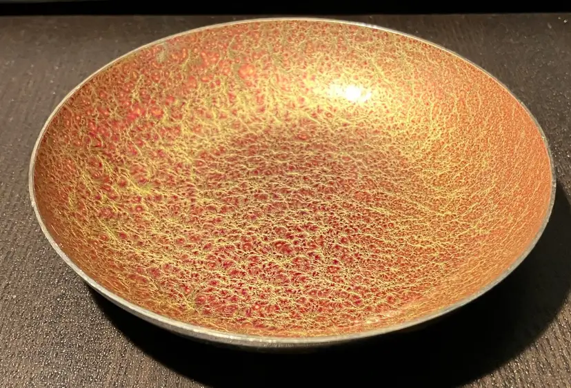 Vintage Reed and Barton Textured Enamel and Silverplate Bowl Dish