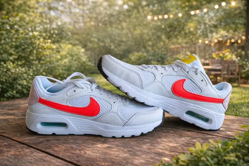 Nike Women's Air Max SC White Bright Crimson Pink Foam Low Top Lace Up Sneakers - Size: 6 (US), 36.5 (Euro) *New*