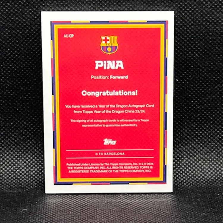 Claudia Pina 2023/24 Topps FC Barcelona Year Of The Dragon Autograph Soccer Card