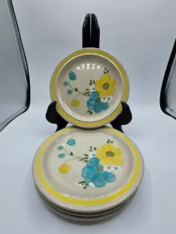 4 JI Stonecrest Andre Ponche 202 Happy 7" Salad Plates Handpainted Korea
