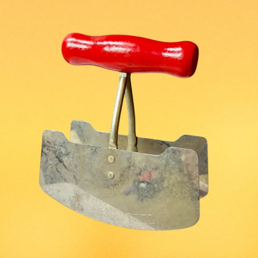 Dual Blade Chopper Pastry Cutter - Stainless Steel With Red Wood Handle